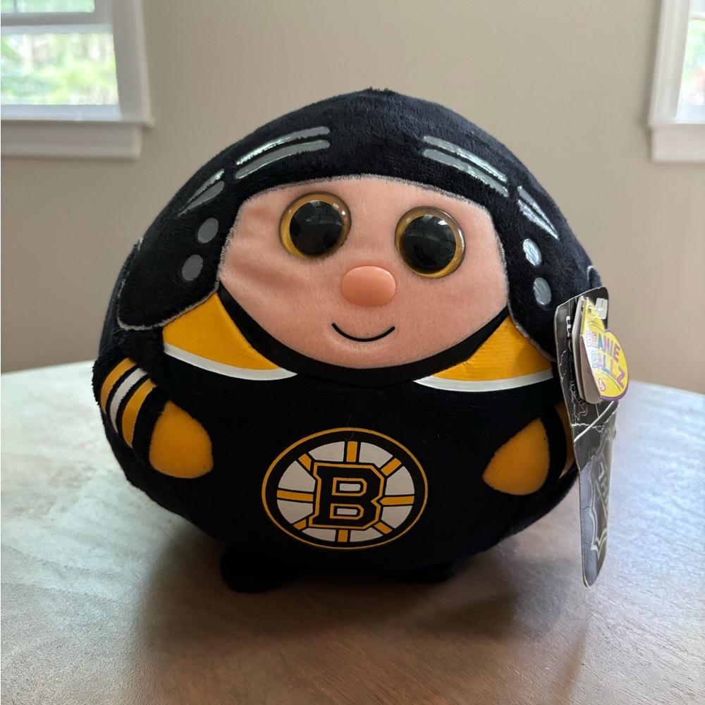 Large 8” NHL Hockey Boston Bruins TY Beanie Ballz with Tags